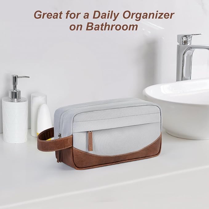 Travel Toiletry Bag for Men, Hanging Toiletry Organizer, Water Resistant Shaving Kit with Large Capacity for Travel Accessories (Grey, Medium) - Image 7