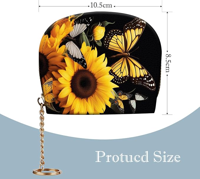 Women's Slim RFID Wallet – Compact Leather Card Holder Wallet for Women, 9 Card Slots RFID Blocking Credit Card Organizer, Small Travel Wallet - Sunflower Butterfly - Image 2