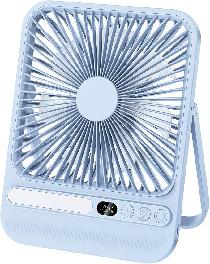 8000mAh Ultra-Thin Portable Travel Fan with Timer, Light&LED Display | 7in,28H Max Cooling Time,<42dB quiet for sleeping,cruise approved,4 Speeds Wind,Rechargeable Battery Fan for hotel office by BIVBTP