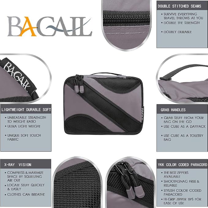 BAGAIL 6 Set Packing Cubes,Travel Luggage Packing Organizers - Image 3