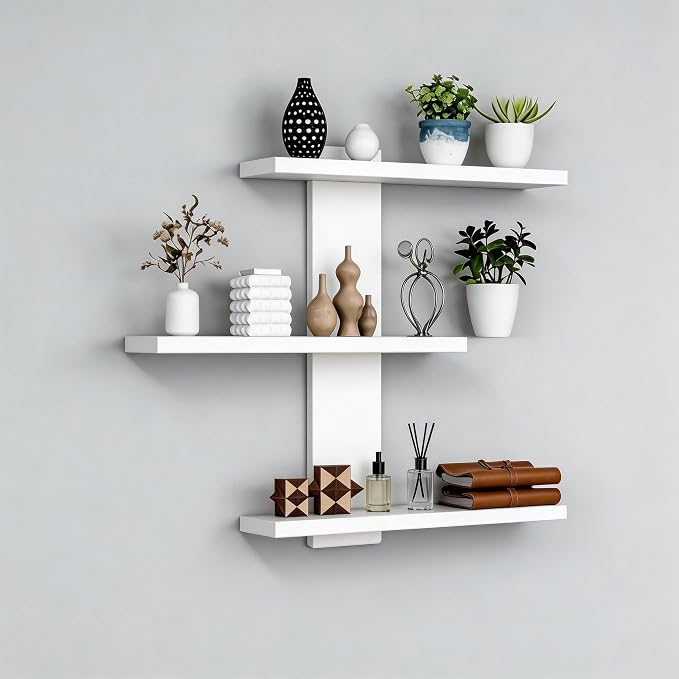 No Drilling 3 Tier Wall Shelf Unit, Versatile Lack Wall Shelf, Wall Hanging Storage Shelves for Kitchen Living Room Bedroom Dorm, Decorative Vertical Shelving Unit, White - Image 7