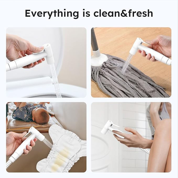 Arofa Handheld Bidet Sprayer, Bidet Attachment for Toilet, Matte White | Muslim Shower Toilet, Leak-Free Bidet Hose, Tank or Wall Mount, Feminine/Baby Wash, Cloth Diaper Rinse, Easy Installation - Image 3