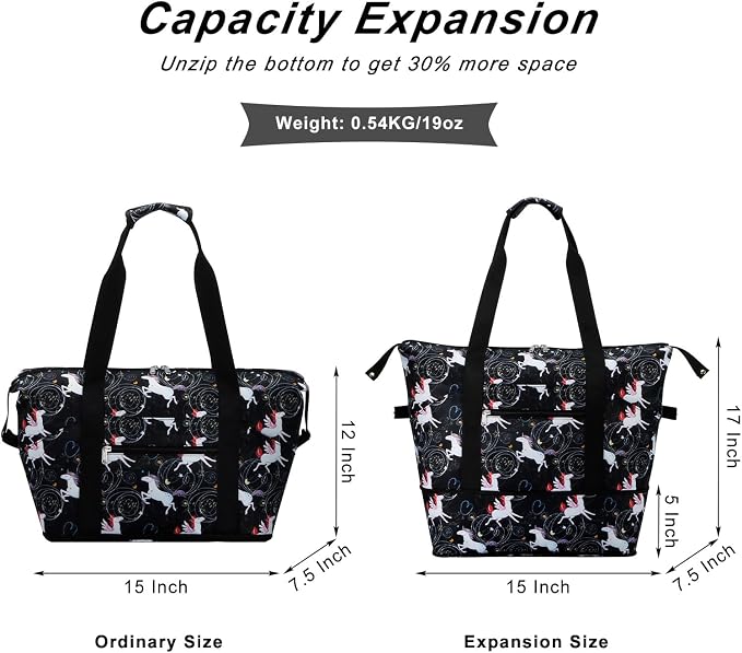 Expandable Duffel Bag for Women with Trolley Sleeve/Wet Pocket Weekender Travel Tote Large Carry On Overnight Luggage - Image 3