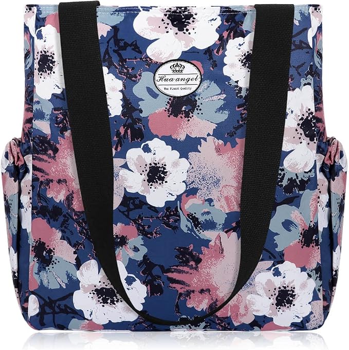 HUA ANGEL Floral Tote Bag - Casual Shoulder Bag Daily Tote Bag with Zipper Gym Travel Shopping Work Handbag for Women by Huaangel