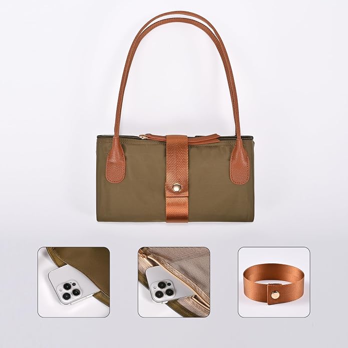 GAYI URBAN Nylon Tote Bag for Women, Large Foldable Weekend Hobo Purses for Women, Shoulder Tote Handbags with Zipper | Nylon - Image 6