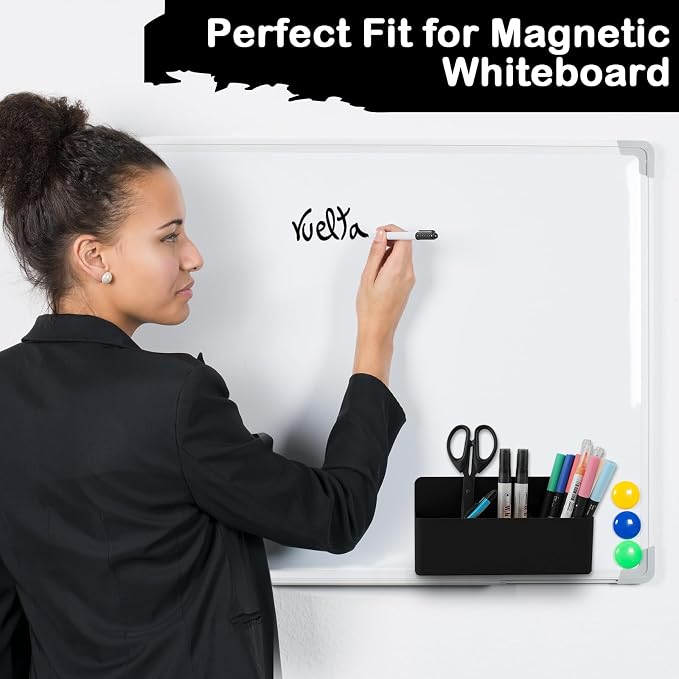 KITANIS Magnetic Pen Holder,3 Compartments Magnetic Dry Erase Marker Holder,Extra Strong Magnet Storage Marker Pen Pencil Organizer for Refrigerator,Whiteboard,Locker Accessories(Long Style) - Image 5