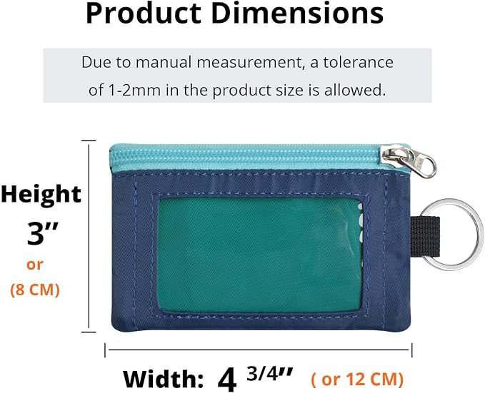 RFID Blocking Travel Wallet with Adjustable Lanyard, Small Nylon Zipper Pouch and Badge Holder for ID, Credit Cards, Cash, Keys, Commuters (Turquoise+Navy) - Image 3