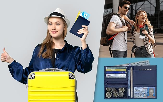 Blue RFID Genuine Leather Passport Wallet - Image 6