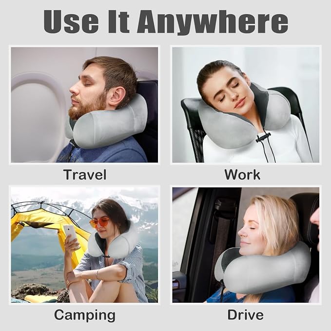 Travel Pillow, Memory Foam Neck Pillow for Traveling, U Shape Neck Pillow Airplane Portable Flight Pillow Travel Kit with 5D Contoured Eye Masks and Earplug for Plane Train Car Home Office - Image 6