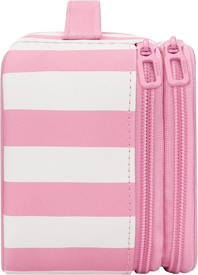 Relavel Travel Makeup Bag, Small Cosmetic Bag with Brush Compartment | Portable Makeup Pouch for Women, Double Layer Makeup Organizer Bag Cute Toiletry Bag, Wide Strip - Image 9