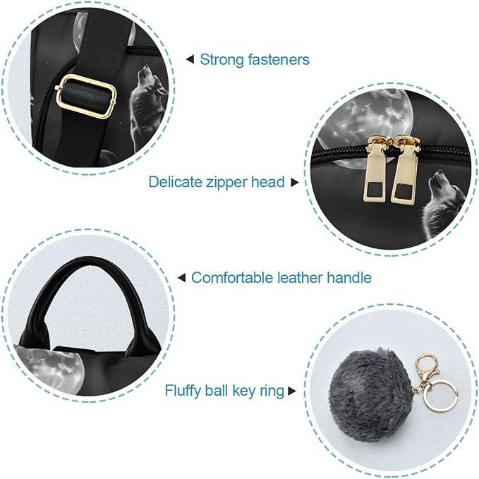 ALAZA Wolf Animal Print Moon Backpack Purse for Women Anti Theft Fashion Back Pack Shoulder Bag - Image 6