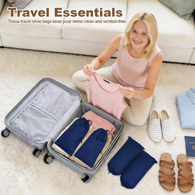 10 Pcs Single Shoe Bags for Travel, Dustproof Drawstring Travel Shoe Bag | 18"X9"shoe travel bag for Packing, Shoe Bag storage Sneaker Travel Bags, Washable Reusable dust bags for Handbags Shoes Toys - Image 2
