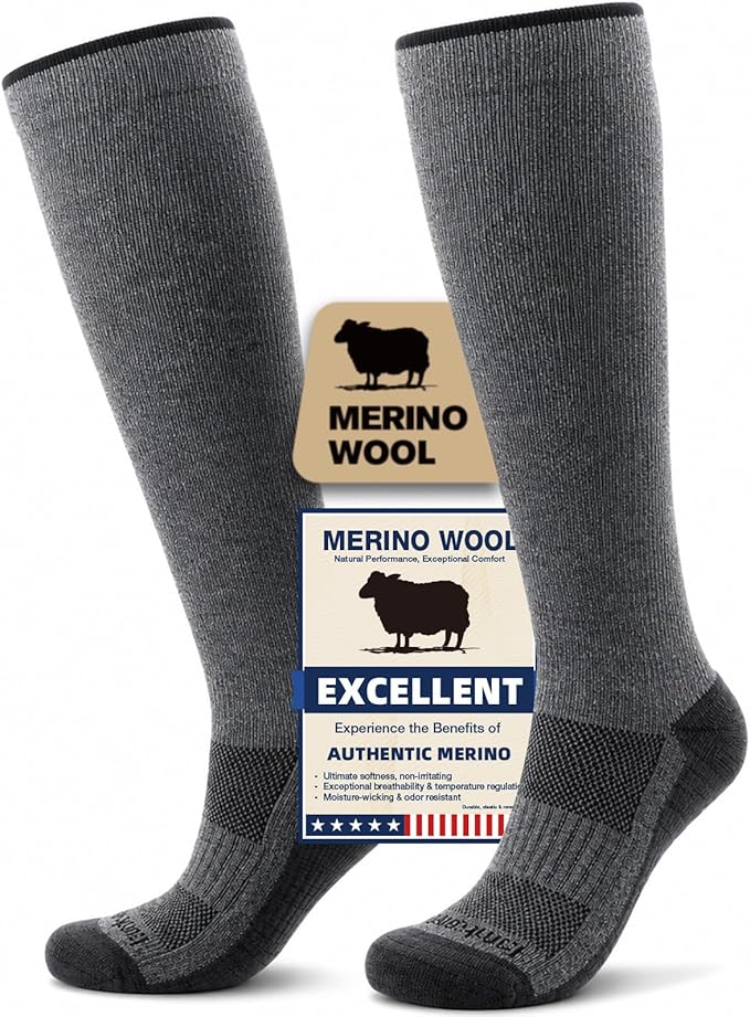 Merino Wool Compression Socks for Women & Men, 20-30 mmHg Knee High Dryarn Socks for Flying, Travel by Unknown