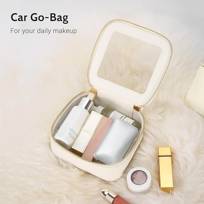 Aveniee Clear Makeup Bag Set (2-Piece Mini & Midi) - Travel Toiletry Organizer for Women, Waterproof Cosmetic Pouch & Car Accessory for Travel Size Toiletries, White - Image 4