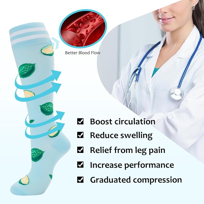 fenglaoda Compression Socks for Women Men Support Circulation 6 Pairs Socks For Nurse, Travel, Flight - Image 5