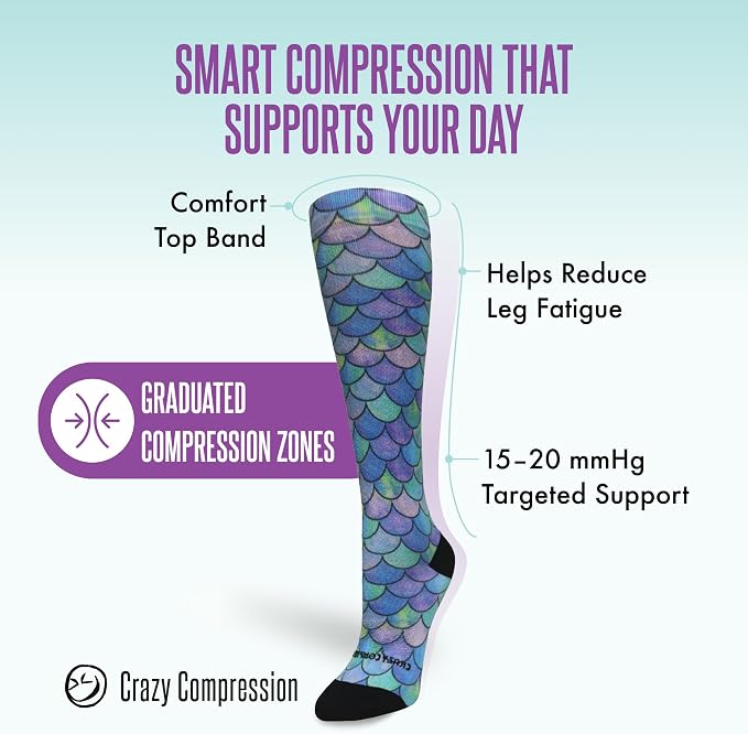 Crazy Compression Socks, Comfortable Support Socks for Recovery, Travel, Hiking, and Long-Hour Comfort w/Fun Designs - Image 3
