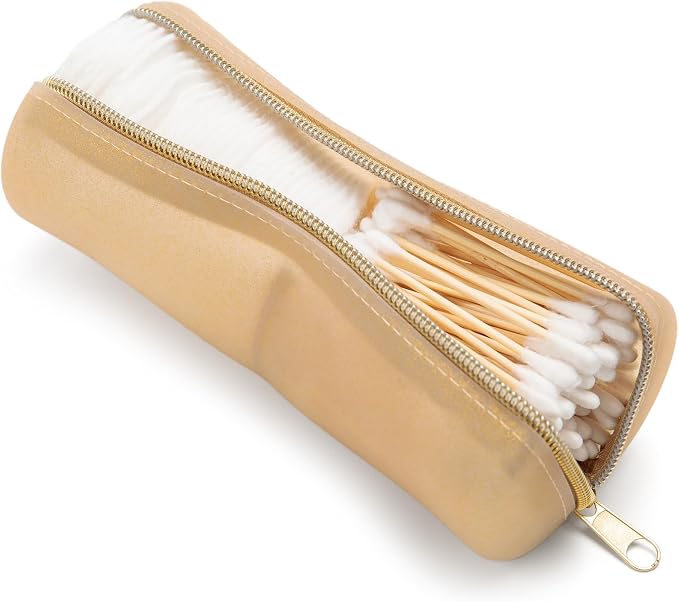 Cotton Round Swab Travel Case, 2-in-1 Beauty Organizer, (Champagne) by VisFresh