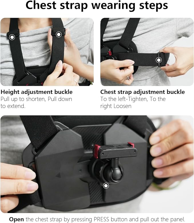 Osmo Action Chest Mount, Cross Body Strap Harness Chesty with Magnetic Quick Release for DJI Osmo 360 Action 5 Pro 4 3 Bike Motorcycle Cycling Hiking Aaccessories - Image 6