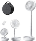 Gaiatop Portable Pedestal Fan 16000mAh Battery [Max 74h Runtime], Foldable Oscillating Standing Fan, Collapsible Desk Fans, LED Light, Case & Remote Control 4 Speeds for Outdoor Travel Camping (White) by GAIATOP