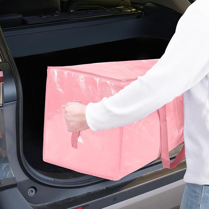 TICONN 6 Pack Extra Large Moving Bags Heavy Duty with Zippers & Carrying Handles, Durable Storage Bags Moving Boxes for Closet Organizers and Storage (6 Pack, Coral) - Image 10