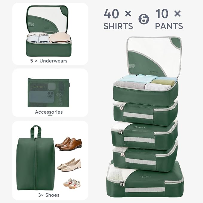 OlarHike 10 Set Packing Cubes for Travel,Gifts for Women Mom,Anti-Tearing Suitcase Organizer,with Over 1000 pcs Mesh Holes,Vacation Essentials & Accessories for Cruise Ship - Image 4