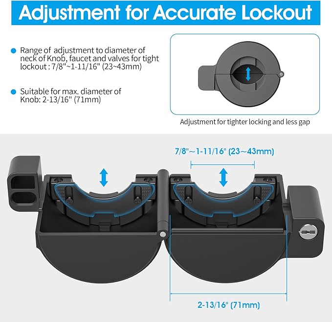 AST Adjustable Door Knob Cover with High Security Cylinder and 3 Brass Keys | Childproof Door Knob Cover with Lock, Lockout to Doorknob. Safety Cover for Faucet, Valve, Spigot. Prevent Access to Keyhole - Image 3