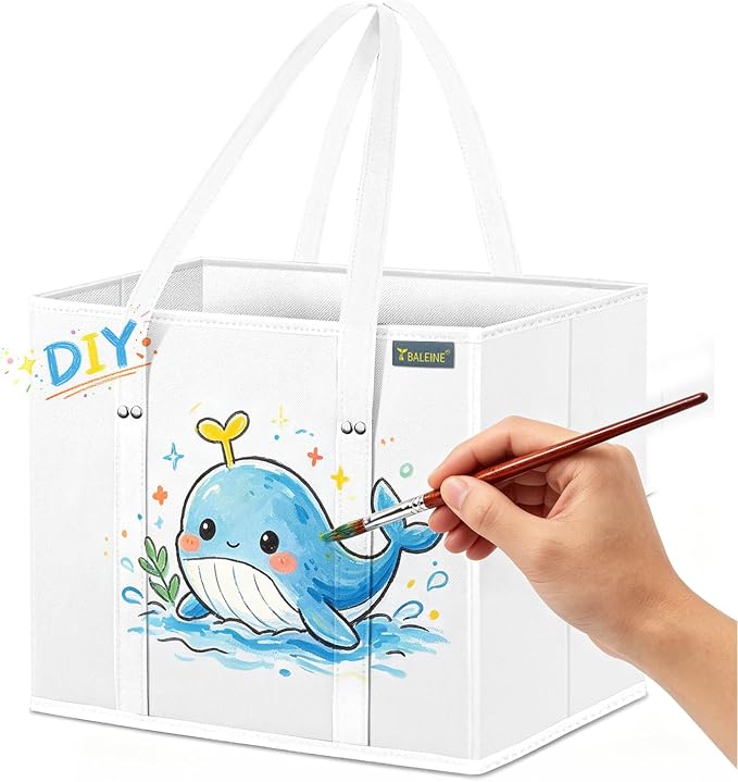 BALEINE 1PK Reusable Grocery Bags, Heavy Duty Shopping Tote Bag | 12'' Long Handles, Reinforced Bottom Keeps Upright, Fold Flat Storage, Water-Resistant Shopping Bag, Multiple Color Options by BALEINE