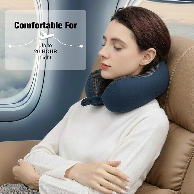 Cirorld Neck Pillow for Traveling, Travel Pillows for Airplanes,100% Pure Memory Foam Travel Neck Pillow, Adjustable Flight Pillow, Portable Plane Accessories with Eye Mask, Earplugs, Carry Bag - Image 9