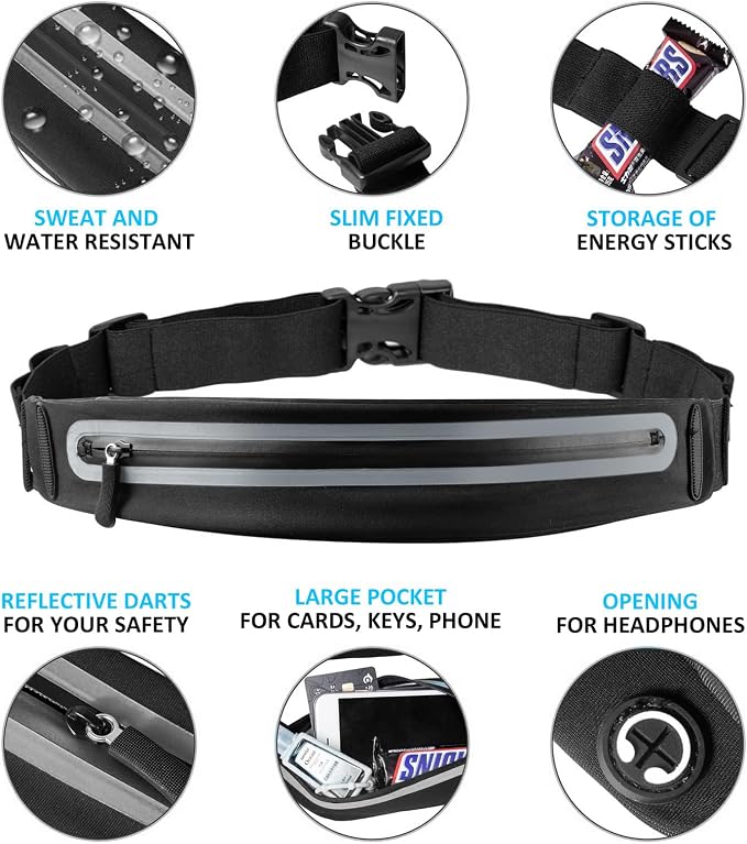 Running Belt Fanny Pack, Running Waist Pack for Women & Men USA Patented Hands-Free Reflective Runner Pouch Belt Fitness Workout Bag No-Bounce Adjustable Sport Travel Fanny Pack Cell - Image 2