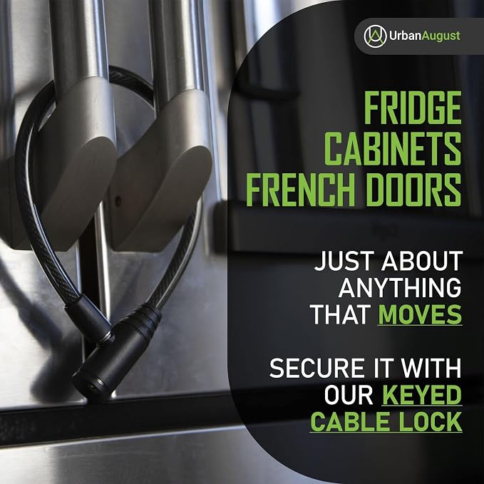 Child-Proof Refrigerator Lock for Kids & Adults - Lock for French Door Fridge and Cabinet (Regular, Black - 2 Pack) - Image 6