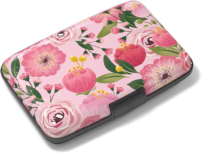 Rimilak Aluminuml Credit Card Holder,Rose Flower | Mini Credit Card Wallet RFID Blocking Slim Metal Hard Case for Women Men by Rimilak