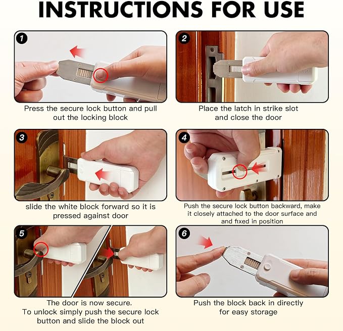 Portable Door Lock Travel Hotel Door Locks for Travelers Security Extendable | Anti-Theft Tough Durable Home Apartment Security Compact Easy to Use - Image 4