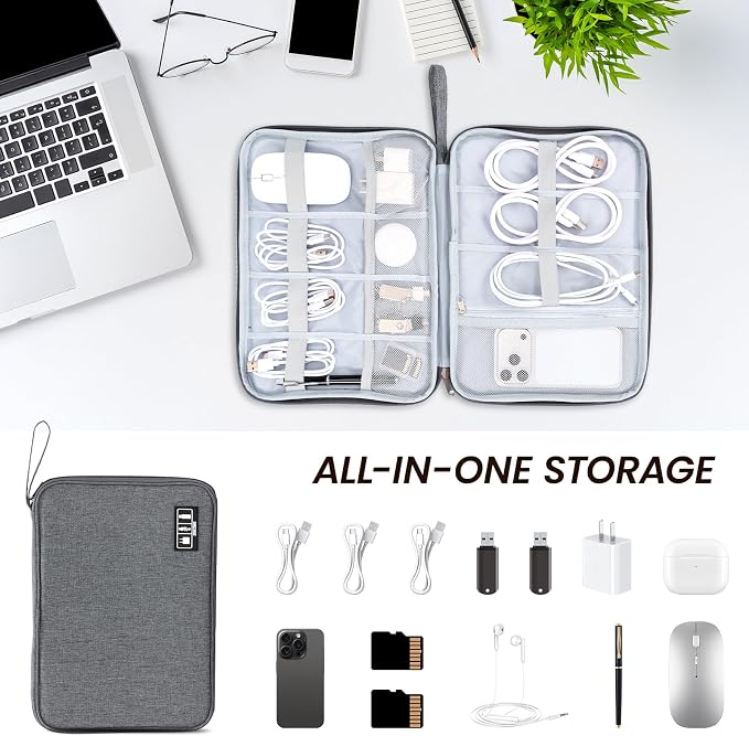 Cable Organizer Bag, Electronics Organizer Case for Tech Accessories | Store chargers, cables, power banks and adapters with elastic loops, mesh pockets and organized compartments for travel. - Image 6