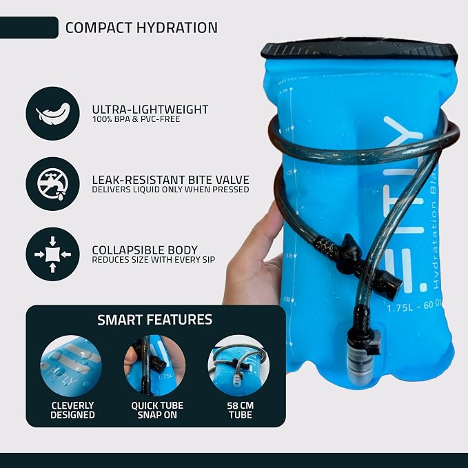 FITLY Soft Flask - Shrink As You Drink Soft Water Bottle for Hydration Pack - Folding Water Bottle Ideal for Running, Hiking, Cycling, Climbing & Rigorous Activity - Image 4