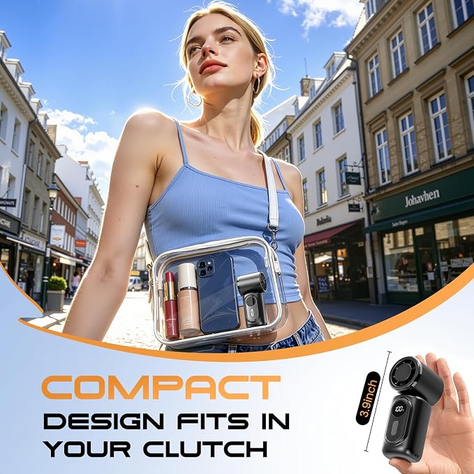 Portable Mini Clip On Fan, Turbo Handheld Fan Rechargeable Portable Fan | 3-in-1 Personal Cooling Fan 14500 RPM Mini Stroller Fan for Travel, Camping, Office & Outdoor Use - Image 5