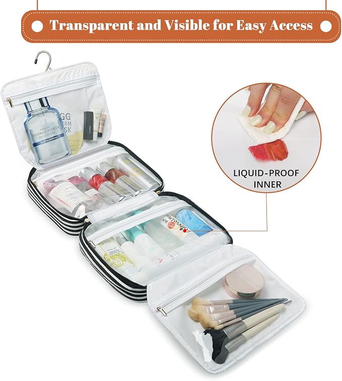 Hanging Travel Toiletry Bag,Large Capacity Cosmetic Travel Toiletry Organizer for Women with 4 Compartments & 1 Sturdy Hook,Perfect for Travel/Daily Use/Christmas - Image 3