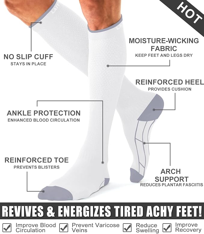 3 Pack Medical Compression Sock-Compression Sock For Women and Men Circulation -Best for Running,Nursing,Athletic Sports - Image 6