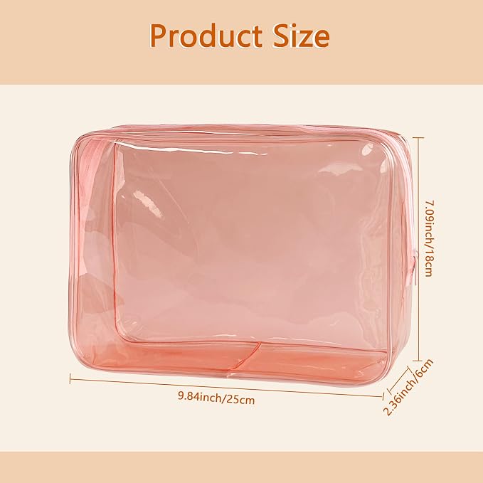 Waterproof PVC Makeup Bag - Leakproof Cosmetic Organizer for Travel Toiletry Storage 9.84×7.09×2.36 Inch for Women & Men (Brown) - Image 2