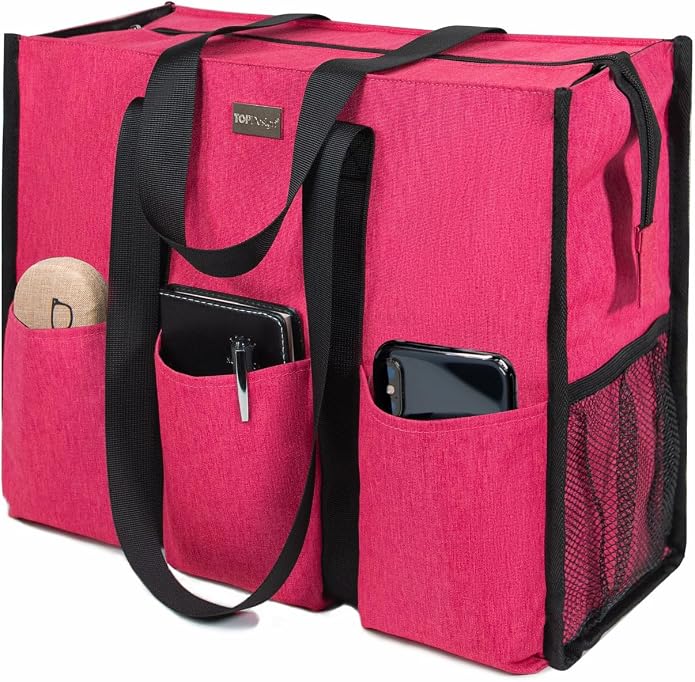 TOPDesign Utility Water Resistant Tote Bag with 13 Pockets, Top Zipper Closure & Thick Bottom Support, for Working Women by TOPDesign