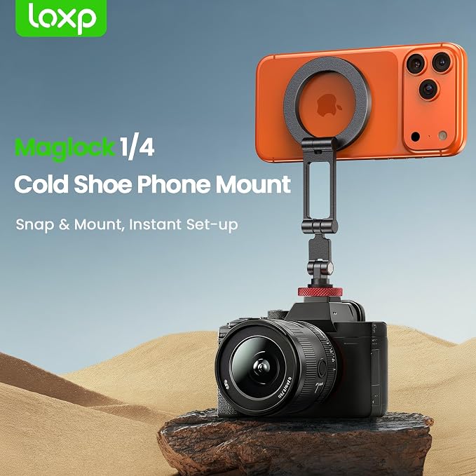 LOXP Magnetic Phone Tripod Mount with Cold Shoe and Adapter with 1/4" Screw | Adjustable Aluminum Alloy Phone Mount, Camera Mount for iPhone 17/16/15/14/13/12 Series - Image 2