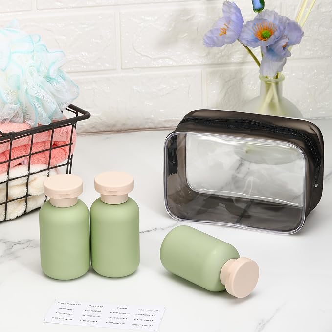 ASEVAT 3.4 oz Travel Bottles for Toiletries, Leak Proof Squeeze Bottles Refillable, Plastic Bottles with Caps for Shampoo, Lotion, Cream, Conditioner and Liquids (3 Pcs) - Image 2