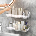 CGBE 2-Pack Adhesive Shower Shelves, Acrylic Bathroom Wall Caddy, Clear | Acrylic Shower Caddy, Wall Mounted Storage, No Drilling, Automatic Draining, For Cabinet Door and Shower Wall by CGBE