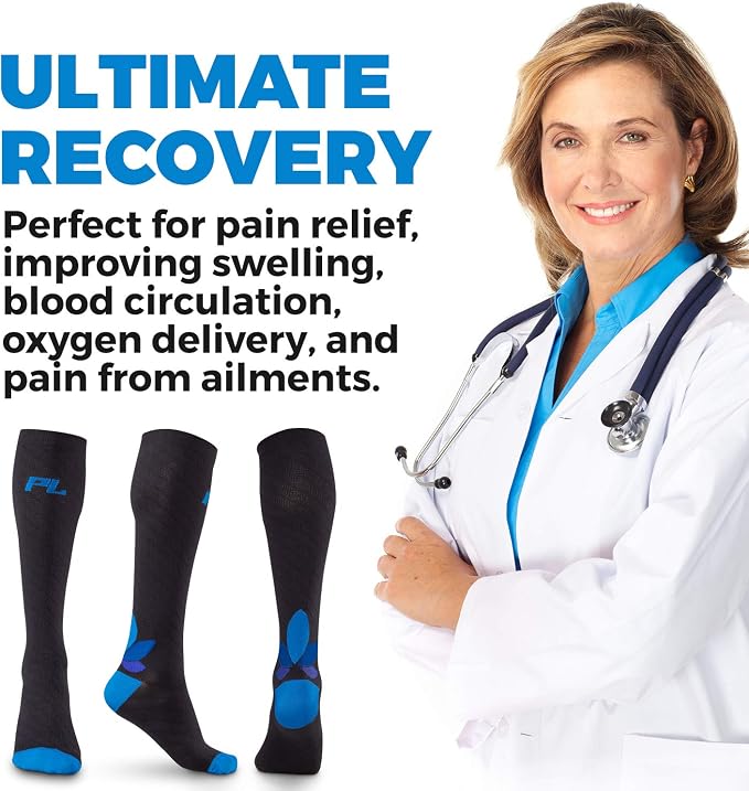 POWERLIX Compression Socks for Women & Men (Pair) for Neuropathy Swelling Pain Relief 20-30 mmHg Medical Knee-high Stockings - Image 3