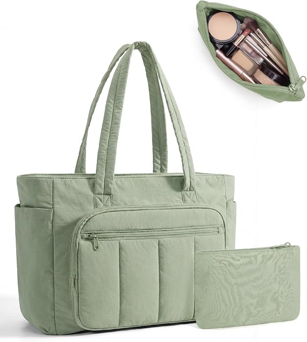 BAGSMART Tote Bag for Women, 2 Set Work Tote Bag with Zipper | 20L Capacity, 15.6'' Laptop Quilted Nurse Handbags for Work Travel College - Image 8