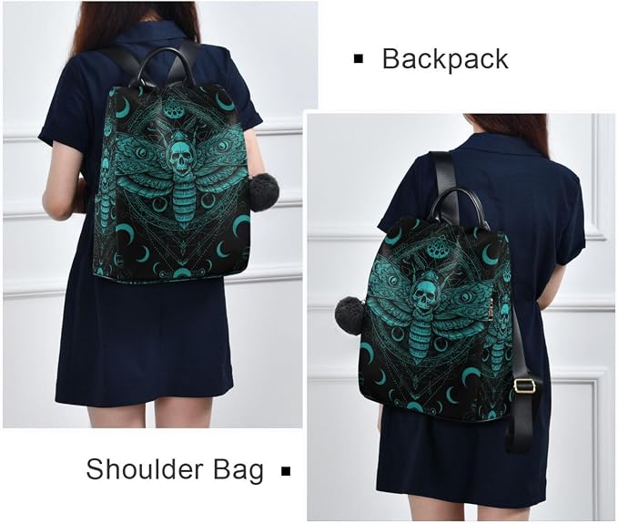 Anti Theft Backpack Butterfly Skull Blue Boho Mandala Women Large Fashion Travel Shoulder Bag Purse Rucksack Lightweight - Image 7