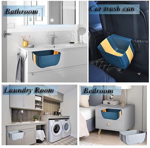 Hanging Folding Mini Trash Can for Kitchen Cabinet Door, Small Collapsible Garbage Bin Under Sink,Wall Mounted Waste Bin- Container Cabinet/Bedroom/Bathroom (3L)(White) - Image 6