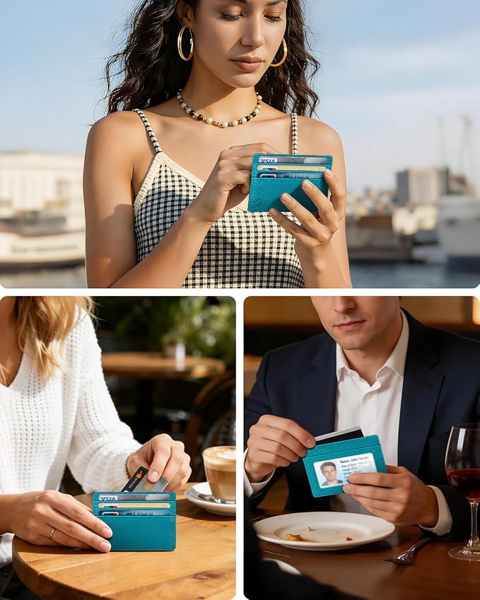 FINTIE Slim Minimalist Front Pocket Wallet RFID Blocking Credit Card Holder | Card Cases with ID Window for Men Women, Legacy Teal - Image 7