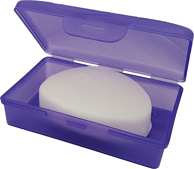 Purple Toothbrush Covers & Soap Box Set - Matching Colors - Tooth Brush Cover Cap, Soap Dish Travel Holder - Plastic Portable Set - Image 5