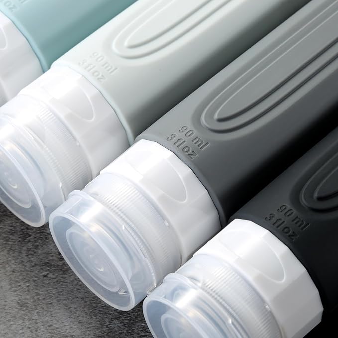 Mrsdry Travel Bottles for Toiletries, Tsa Approved 3oz Travel Size Containers BPA Free Leak Proof Refillable Liquid Silicone Squeezable Travel Accessories for Shampoo Conditioner Lotion (4 Pack) - Image 9