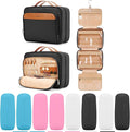 Travel Hanging Toiletry Bag for Women, Large Makeup Bag 8 Leak Proofing Silicone Bottle Covers, Waterproof Cosmetic Bag with Jewelry Organizer Compartment, Toiletries Kit Set, Black by COOSKY